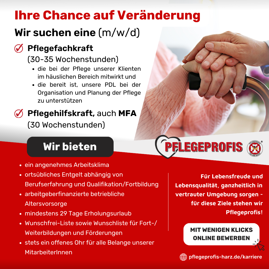 Pflegefachkraft / Pflegehilfskraft (m/w/d) gesucht